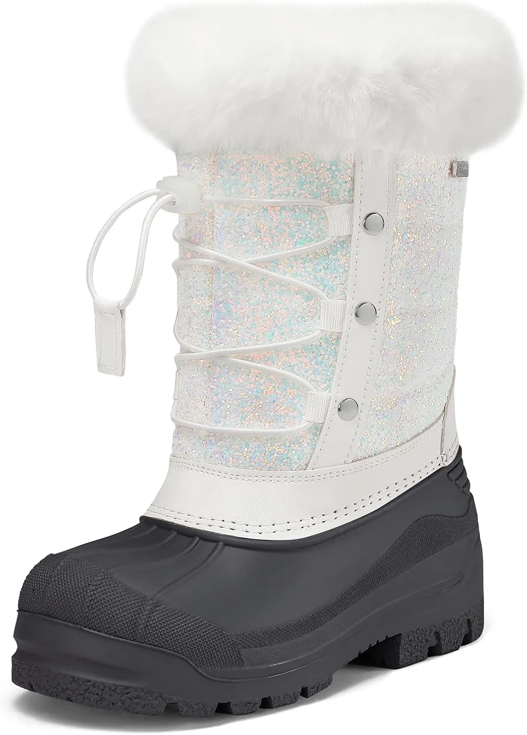 K KomForme Boys & Girls Snow Boots Insulated Fur Lined Warm Anti-Slip Waterproof Winter Boot (Toddler/Little Kid/Big Kid)