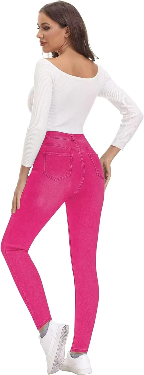 KDF Women's Brown Fleece Lined Winter Jeans
