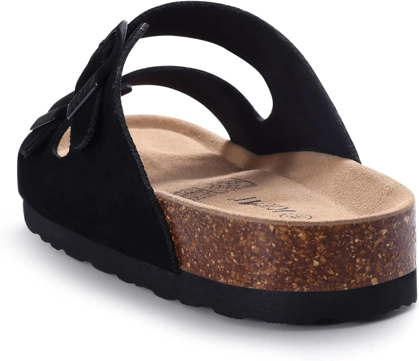KIDMI Women's Genuine Suede Sandals Cork Footbed Summer Adjustable Slide Sandals