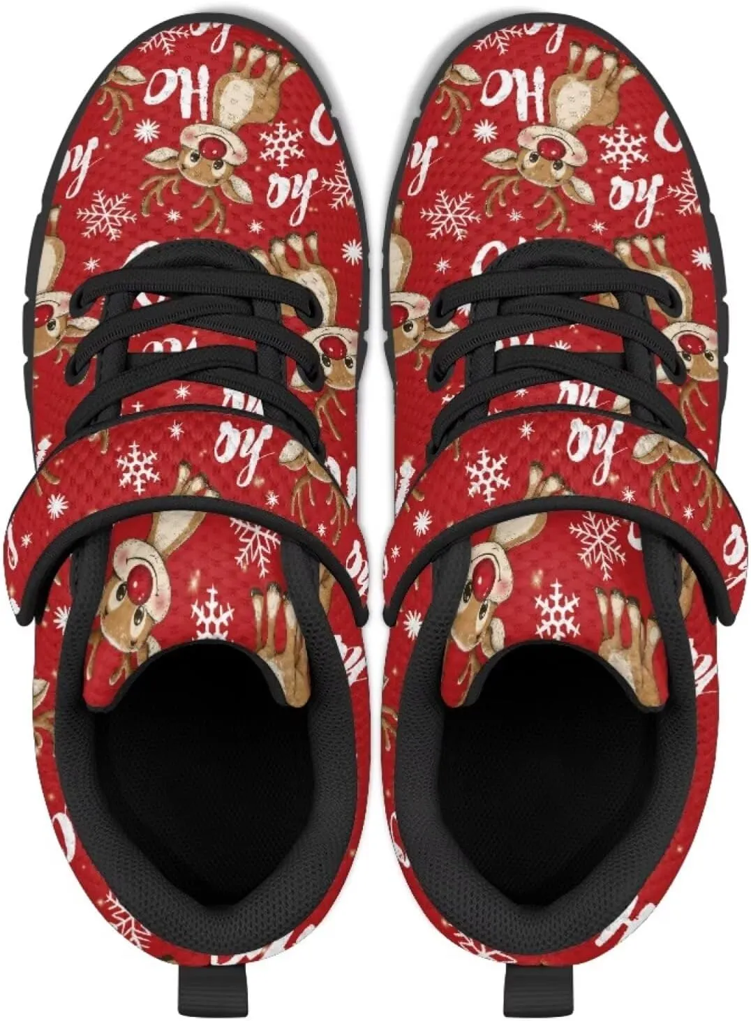Kids Christmas Shoes for Girls Boys Single Buckle Sneakers Breathable Lightweight Mesh Running Walking Shoes