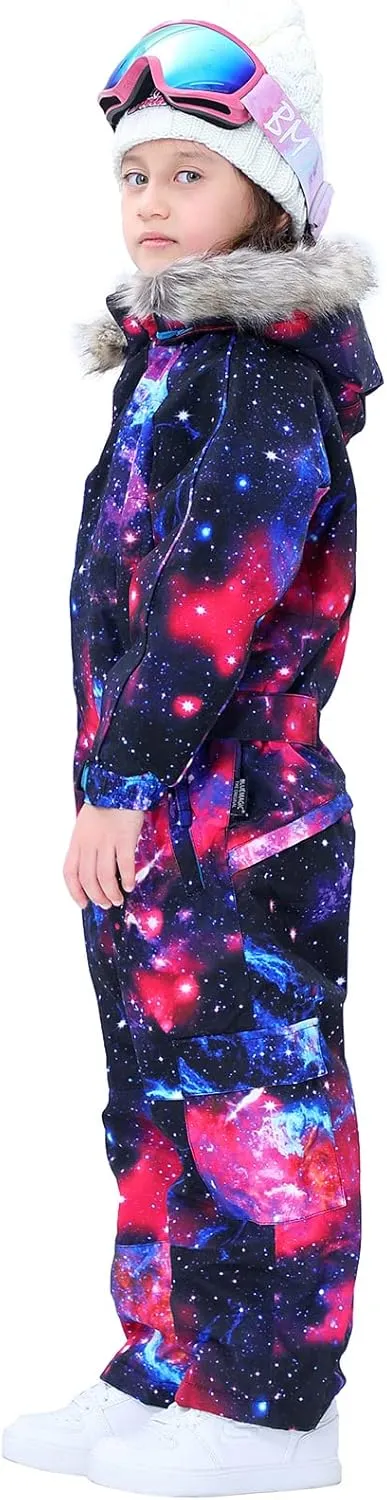 Kids Girls Boys Waterproof Colorful One Piece Snowsuits Coveralls Ski Suits Jackets Winter Jumpsuits