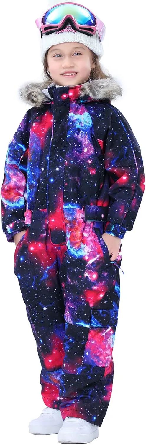 Kids Girls Boys Waterproof Colorful One Piece Snowsuits Coveralls Ski Suits Jackets Winter Jumpsuits