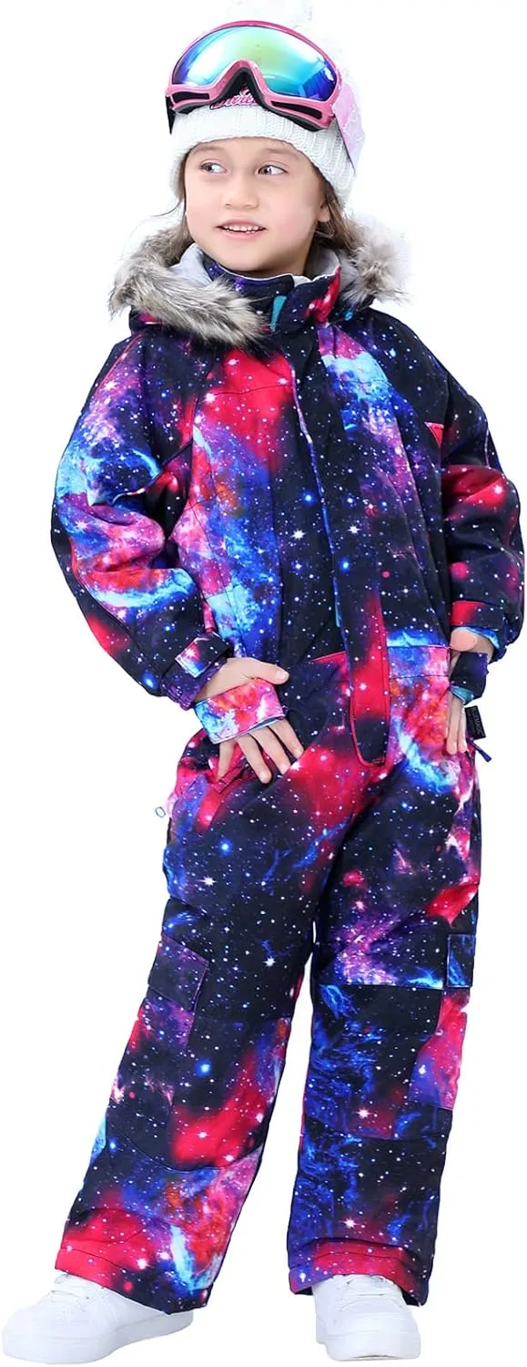 Kids Girls Boys Waterproof Colorful One Piece Snowsuits Coveralls Ski Suits Jackets Winter Jumpsuits