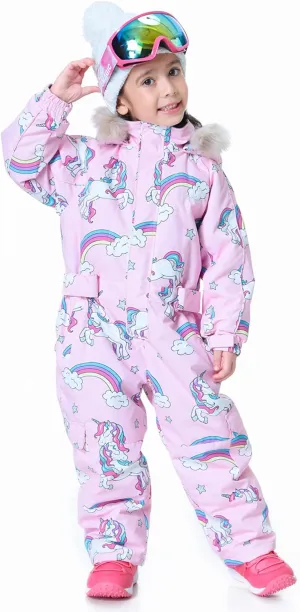 Kids Girls Boys Waterproof Colorful One Piece Snowsuits Coveralls Ski Suits Jackets Winter Jumpsuits