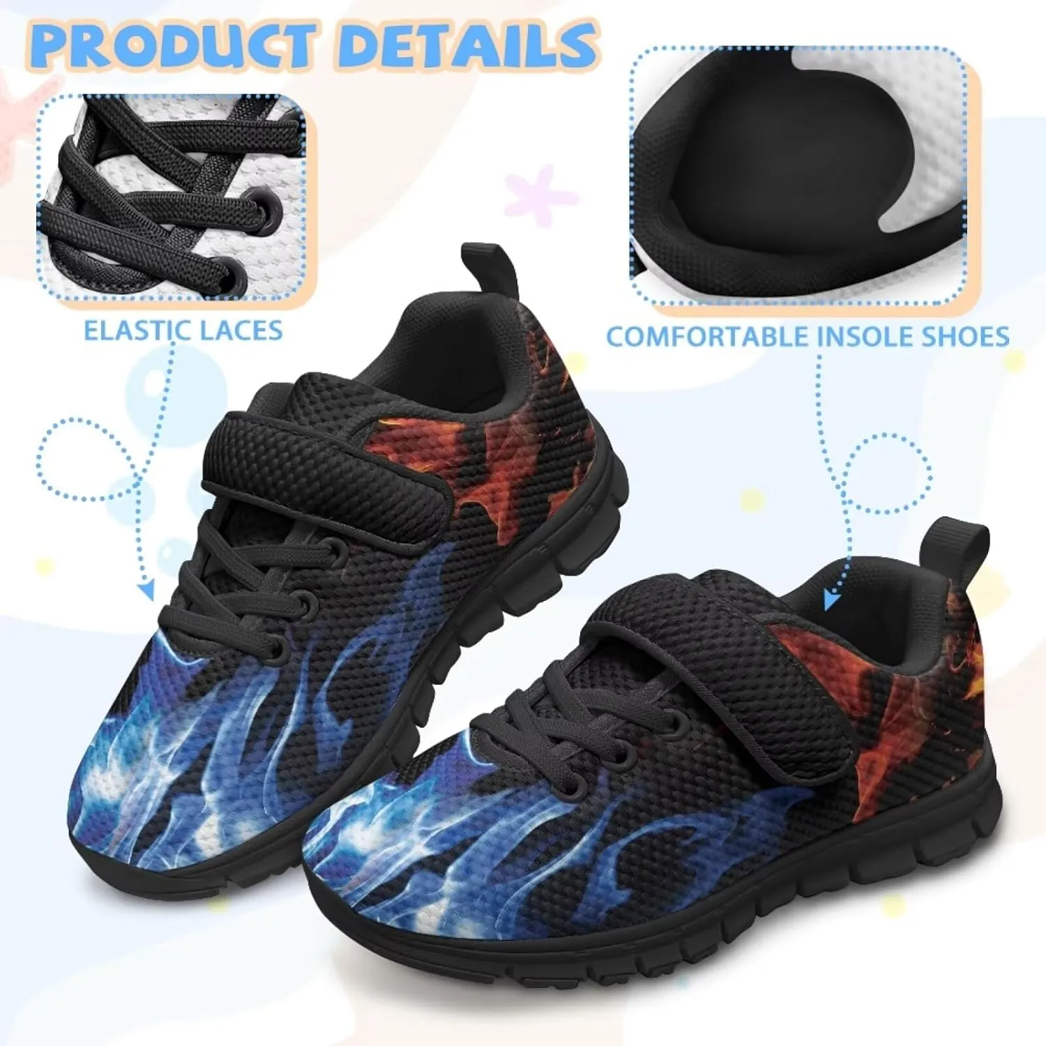 Kids Shoes for Boys Single Buckle Running Walking Sneakers Breathable Lightweight Sports Shoes US-11-2.5