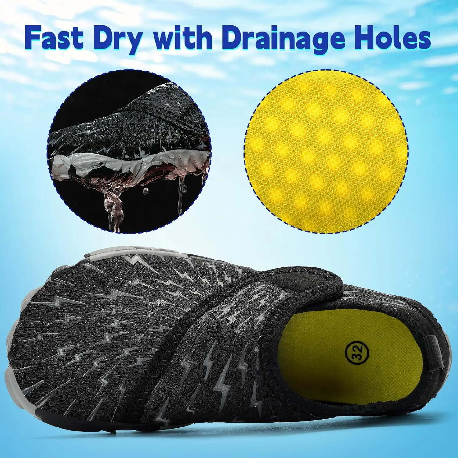Kids Water Shoes Boys Girls - Wide Toe Box Quick Dry Barefoot Shoes Breathable Non Slip Aqua Athletic Sneakers for Swim Beach Pool Kayak Hiking Sand Walking Travel Essentials (Little Kid/Big Kid)