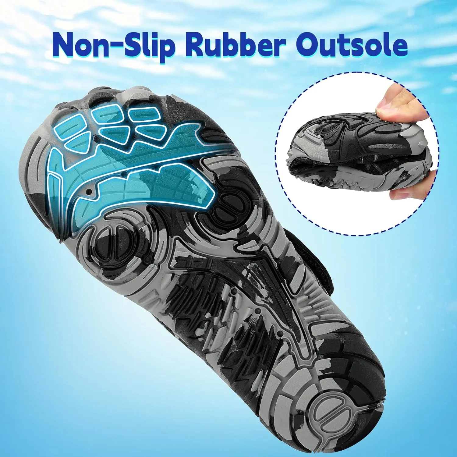 Kids Water Shoes Boys Girls - Wide Toe Box Quick Dry Barefoot Shoes Breathable Non Slip Aqua Athletic Sneakers for Swim Beach Pool Kayak Hiking Sand Walking Travel Essentials (Little Kid/Big Kid)