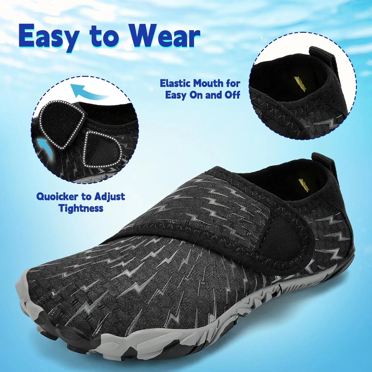 Kids Water Shoes Boys Girls - Wide Toe Box Quick Dry Barefoot Shoes Breathable Non Slip Aqua Athletic Sneakers for Swim Beach Pool Kayak Hiking Sand Walking Travel Essentials (Little Kid/Big Kid)