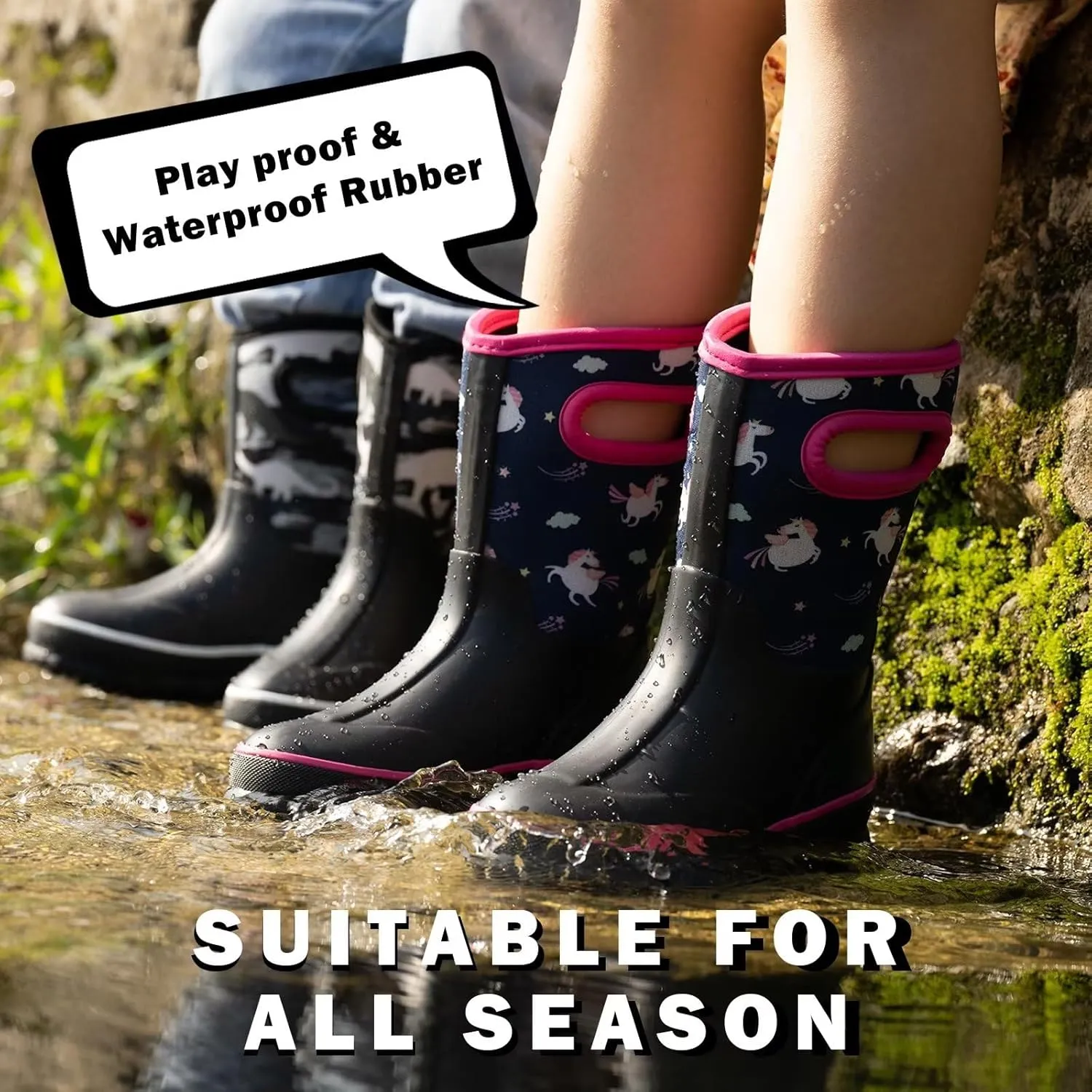 Kids Waterproof Neoprene Rain Boots Girls Boys Outdoor Mud Boots Children Insulated Rubber Snow Boots