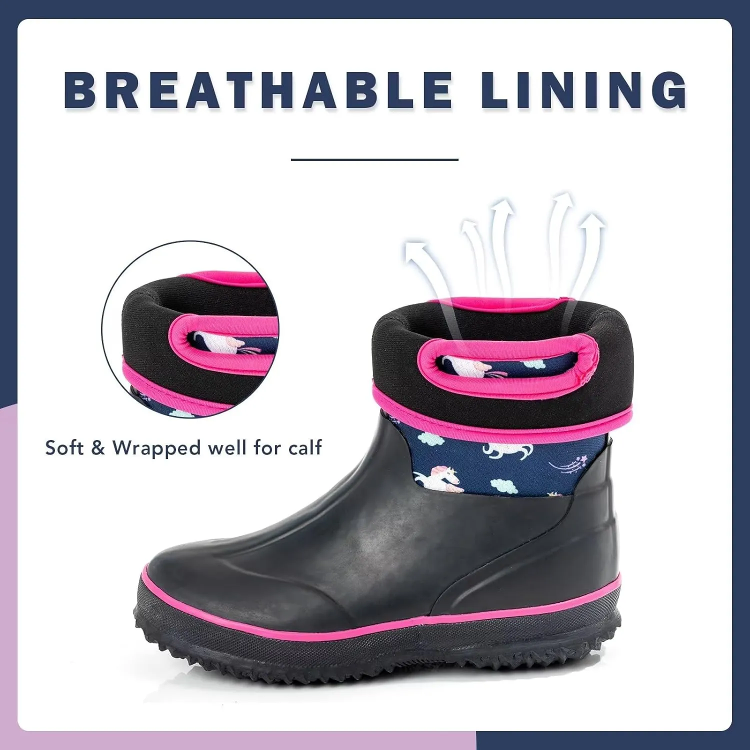 Kids Waterproof Neoprene Rain Boots Girls Boys Outdoor Mud Boots Children Insulated Rubber Snow Boots