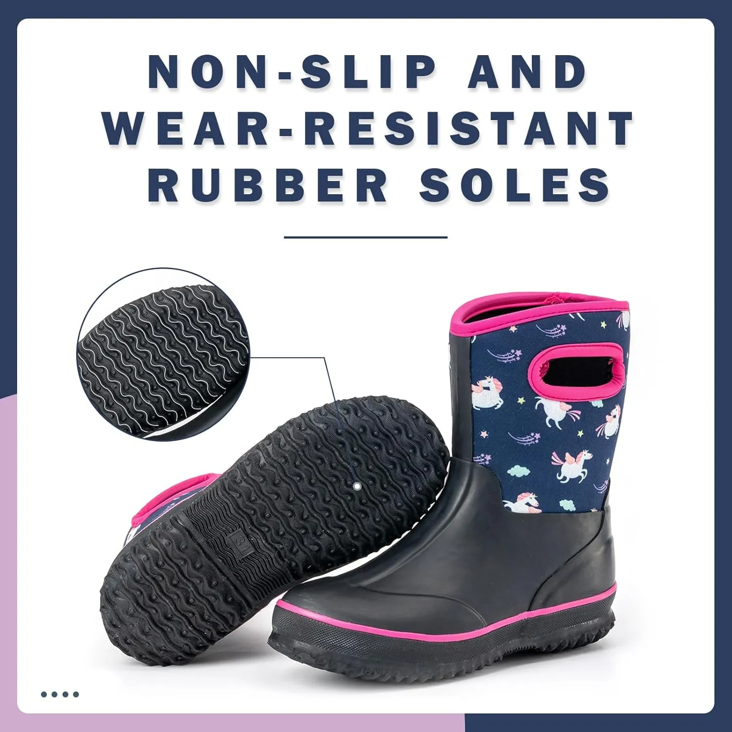 Kids Waterproof Neoprene Rain Boots Girls Boys Outdoor Mud Boots Children Insulated Rubber Snow Boots