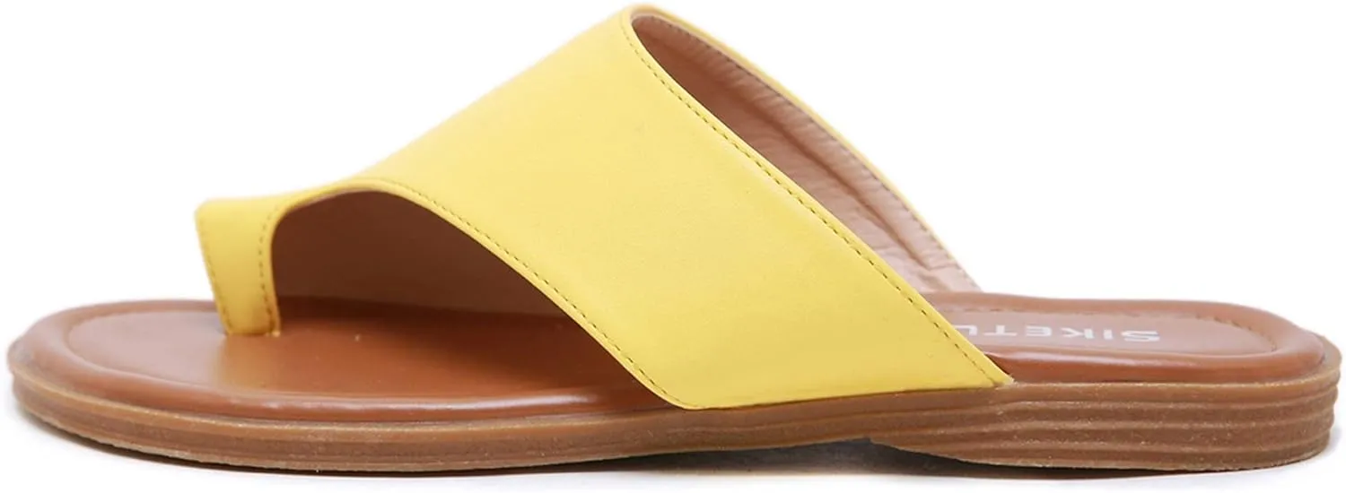 KINOW Bunion Sandals for Women Orthopedic Flat Shoes Toe Ring Slide Flip Flop Slippers
