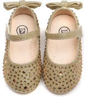 kkdom Girl's Dress Shoes Mary Jane Ballet Flats Bow Flower Girl Wedding Party Ballerina Flat Shoes Toddler/Little Kid/Big Kid