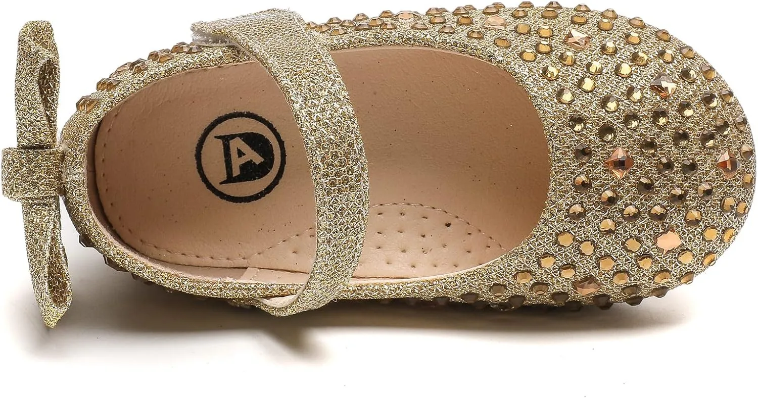 kkdom Girl's Dress Shoes Mary Jane Ballet Flats Bow Flower Girl Wedding Party Ballerina Flat Shoes Toddler/Little Kid/Big Kid