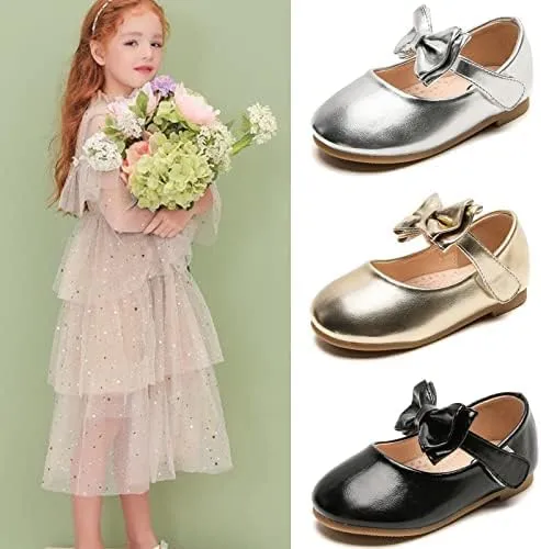 kkdom Girl's Mary Jane Dress Shoes Ballerina Flats School Party Wedding Shoes for Toddler/Little Kid/Big Kid