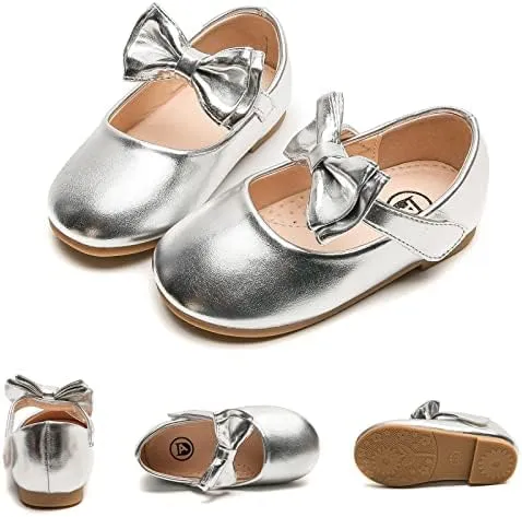 kkdom Girl's Mary Jane Dress Shoes Ballerina Flats School Party Wedding Shoes for Toddler/Little Kid/Big Kid