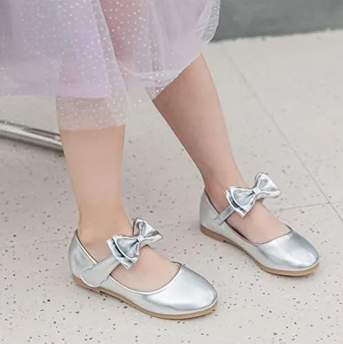 kkdom Girl's Mary Jane Dress Shoes Ballerina Flats School Party Wedding Shoes for Toddler/Little Kid/Big Kid