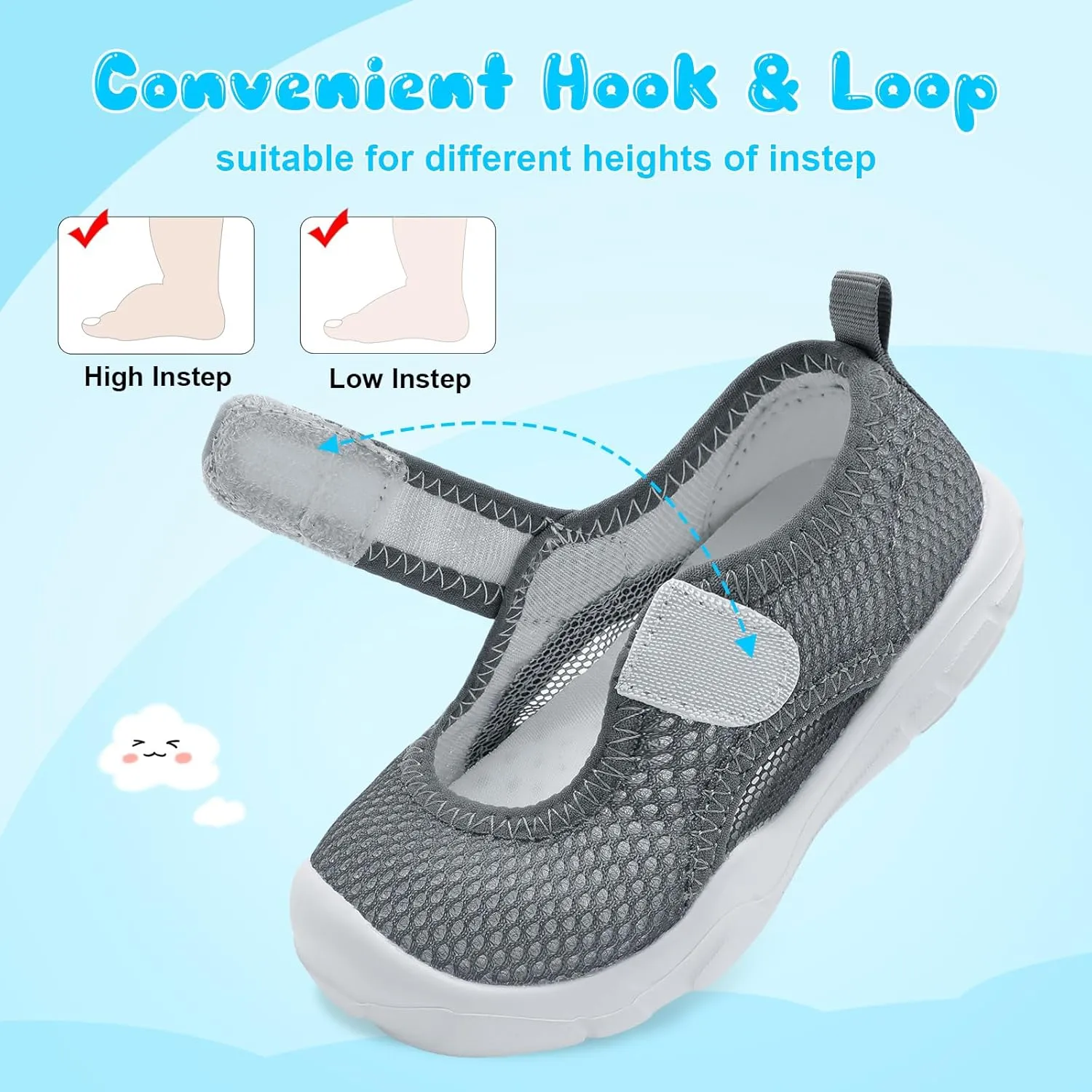 L-RUN Toddler Sandals Summer Boys Girls Adjustable Kids Sandal with Hook Loop Closed-Toe Lightweight Outdoor Sport Sandals