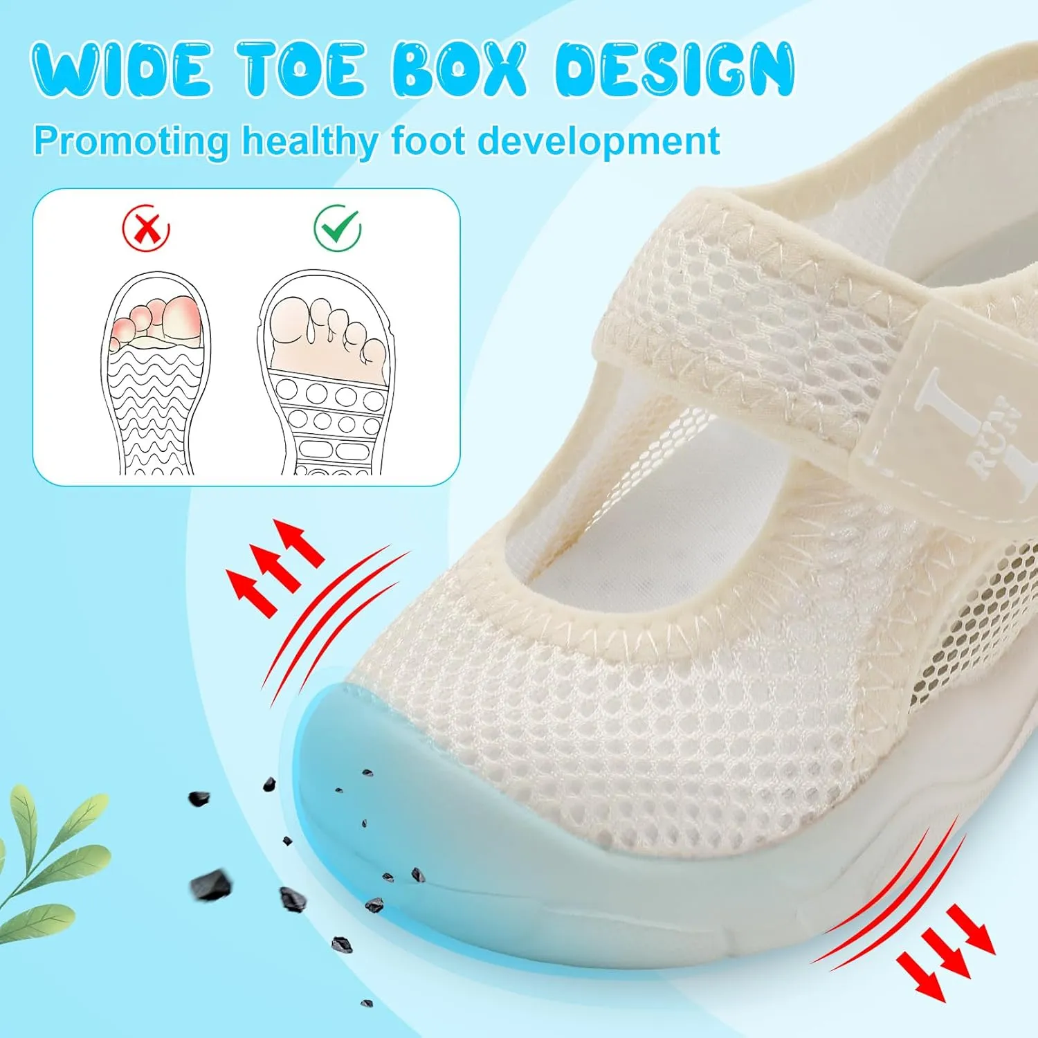 L-RUN Toddler Sandals Summer Boys Girls Adjustable Kids Sandal with Hook Loop Closed-Toe Lightweight Outdoor Sport Sandals