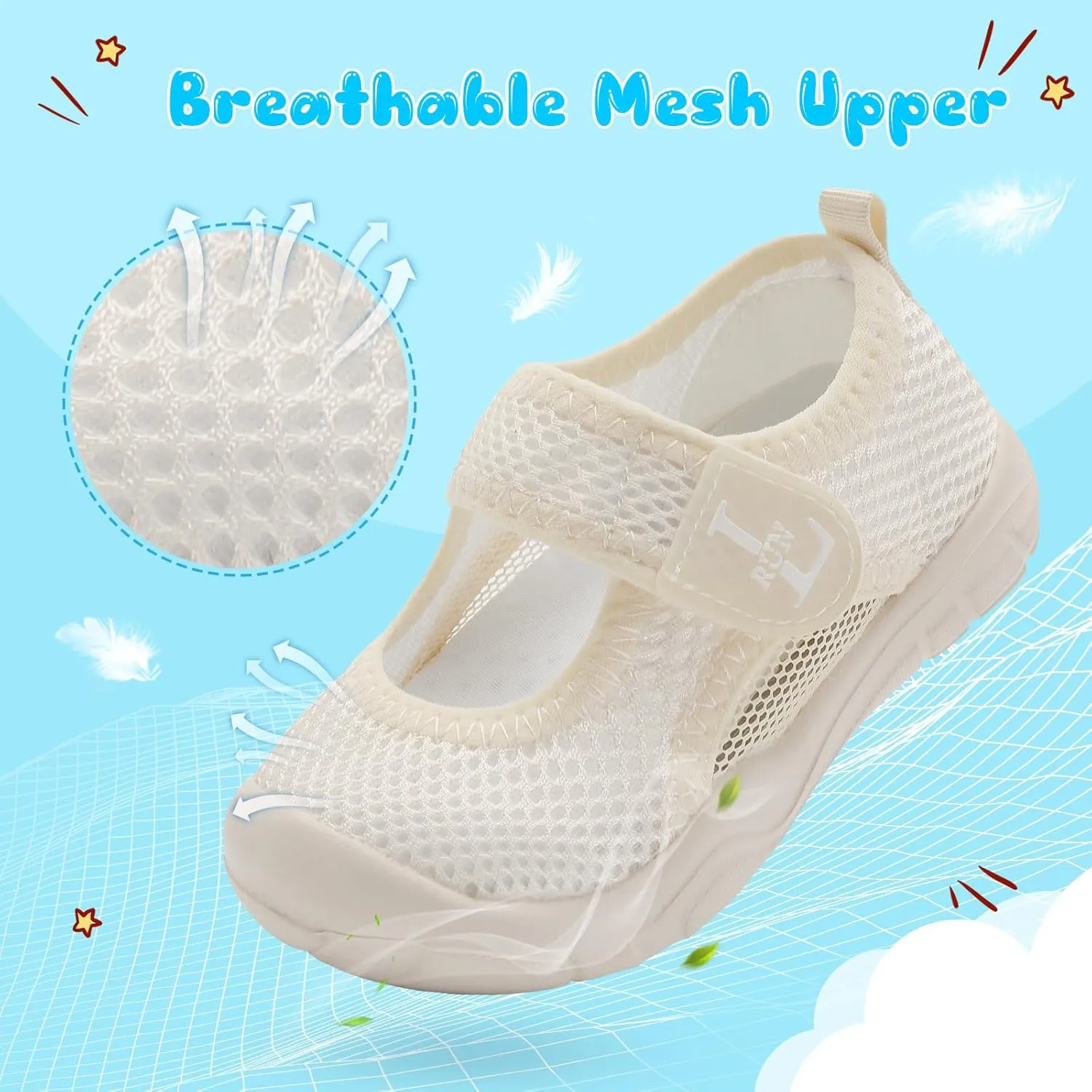 L-RUN Toddler Sandals Summer Boys Girls Adjustable Kids Sandal with Hook Loop Closed-Toe Lightweight Outdoor Sport Sandals