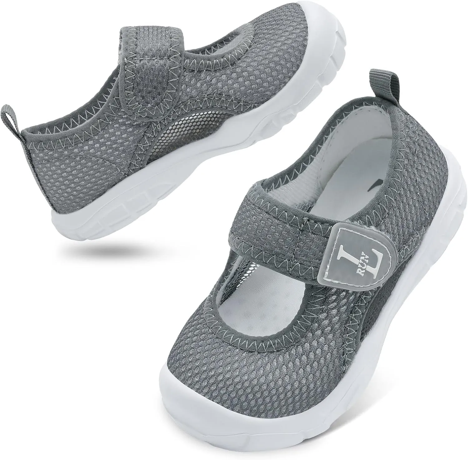 L-RUN Toddler Sandals Summer Boys Girls Adjustable Kids Sandal with Hook Loop Closed-Toe Lightweight Outdoor Sport Sandals