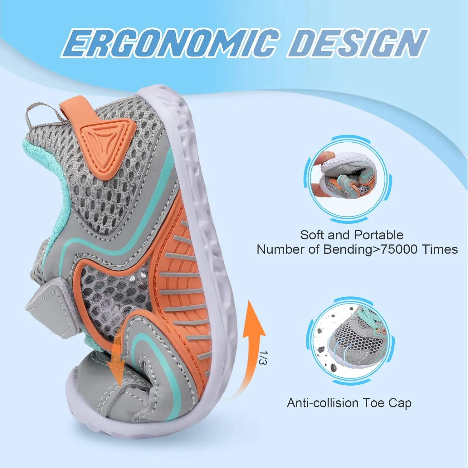 L-RUN Toddler Sneakers Boys Girls Barefoot Summer Walking Shoes Toddler Boy Tennis Shoes Mesh Lightweight