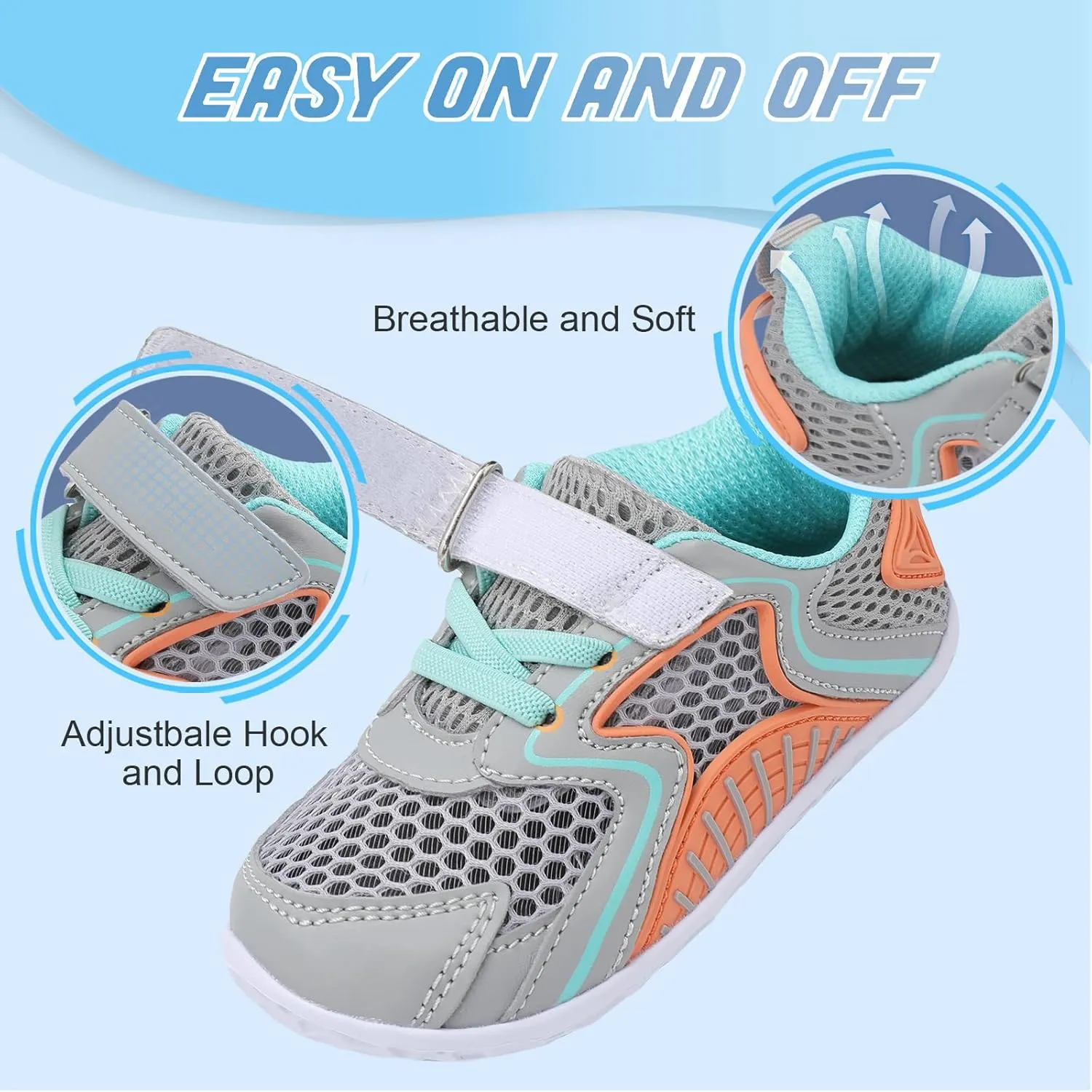 L-RUN Toddler Sneakers Boys Girls Barefoot Summer Walking Shoes Toddler Boy Tennis Shoes Mesh Lightweight