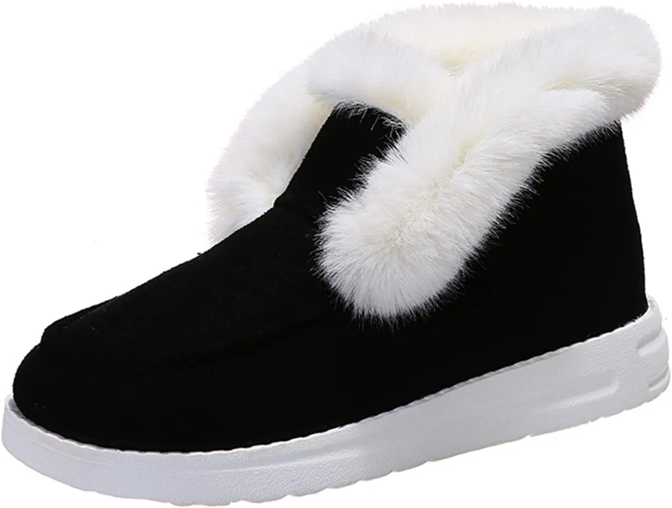 Ladmiple Snow Boots For Women Slip On Winter Boots Fur Lined Cold Weather Warm Ankle Booties Comfort Outdoor Walking Shoes