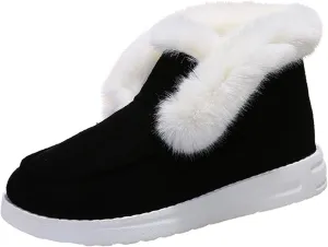 Ladmiple Snow Boots For Women Slip On Winter Boots Fur Lined Cold Weather Warm Ankle Booties Comfort Outdoor Walking Shoes