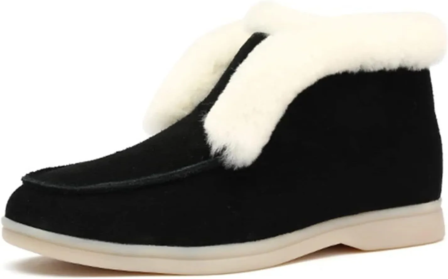 Ladmiple Winter Dress Boots For Women 2024 Snow Boots Slip on Warm Comfortable Outdoor Fur Lined Ankle Booties Loafers Shoes