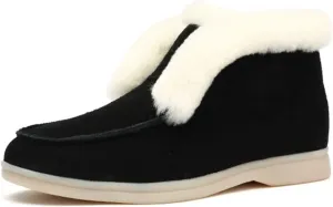 Ladmiple Winter Dress Boots For Women 2024 Snow Boots Slip on Warm Comfortable Outdoor Fur Lined Ankle Booties Loafers Shoes