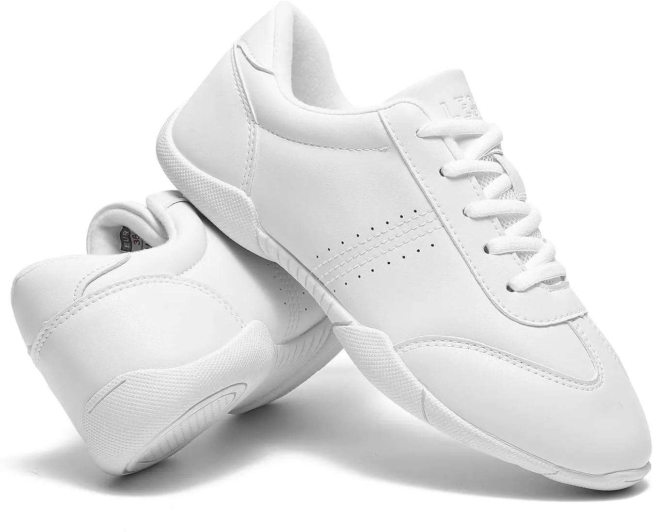 LANDHIKER Cheer Shoes for Women, Girls & Youth - White Cheerleading Gear, Dance, Sports, Tennis Training Athletic Flats Breathable Kids Sneakers