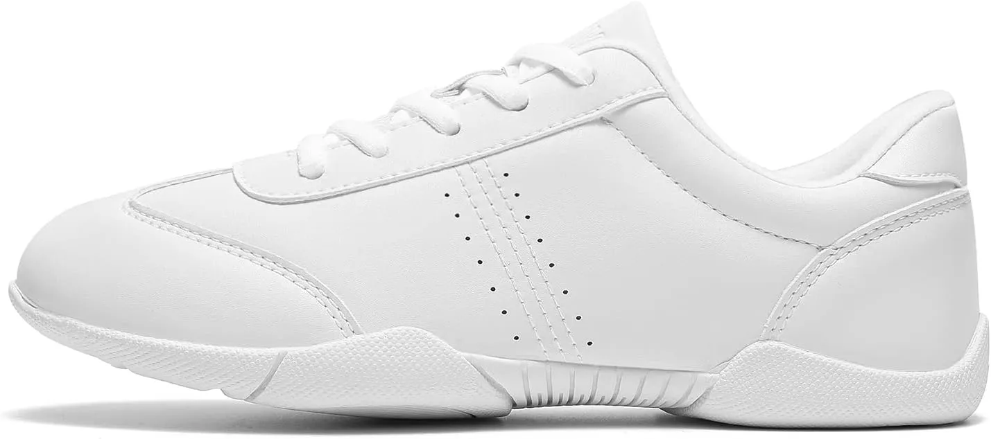 LANDHIKER Cheer Shoes for Women, Girls & Youth - White Cheerleading Gear, Dance, Sports, Tennis Training Athletic Flats Breathable Kids Sneakers