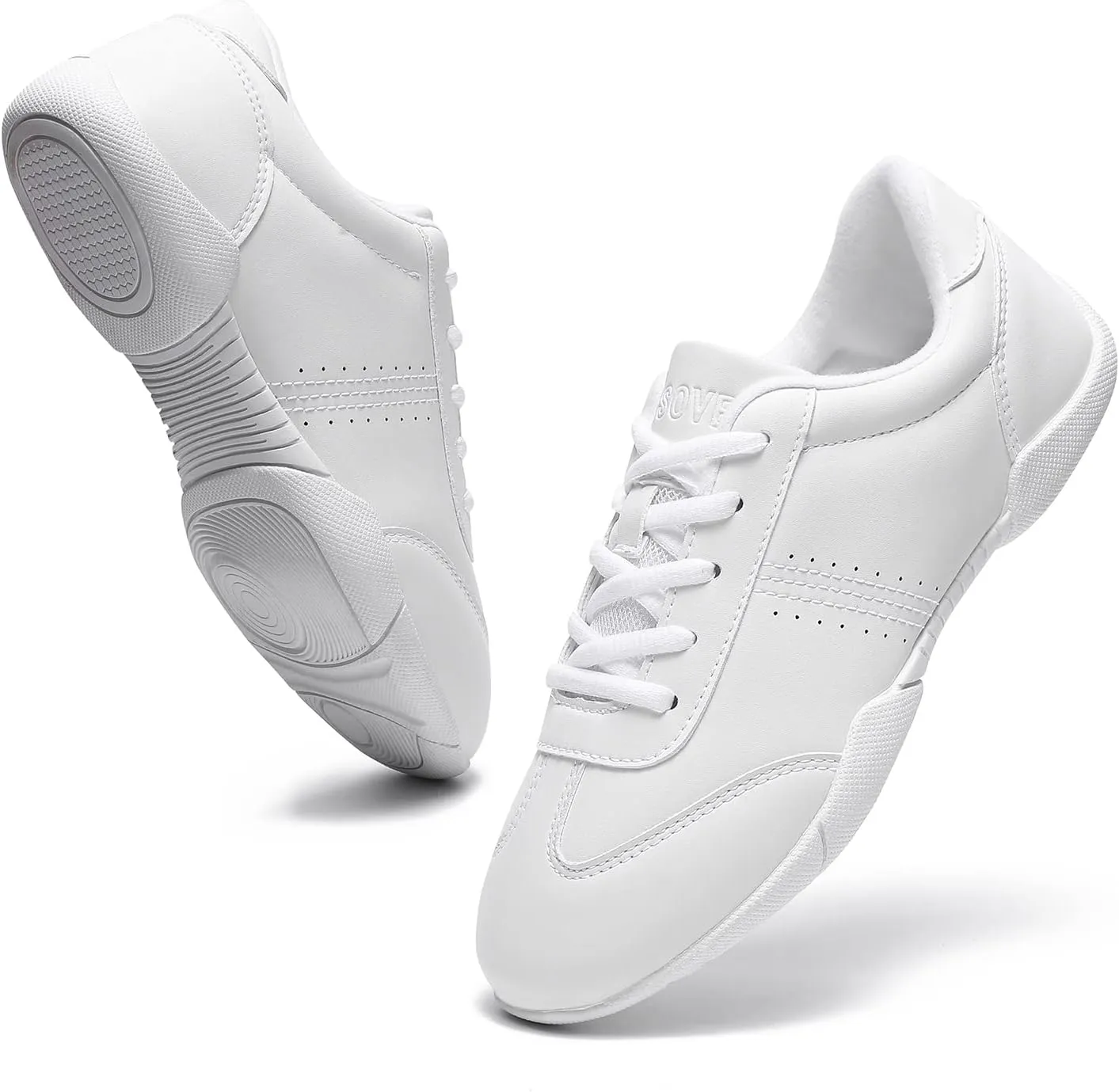 LANDHIKER Cheer Shoes for Women, Girls & Youth - White Cheerleading Gear, Dance, Sports, Tennis Training Athletic Flats Breathable Kids Sneakers