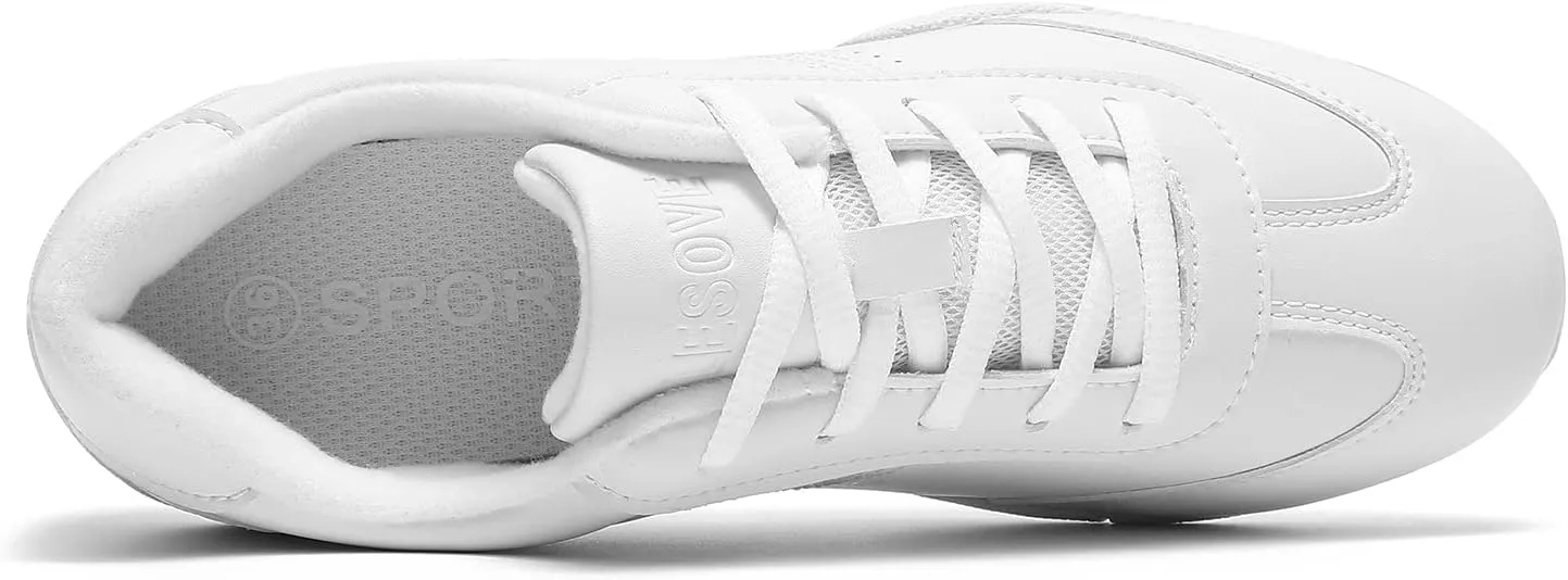 LANDHIKER Cheer Shoes for Women, Girls & Youth - White Cheerleading Gear, Dance, Sports, Tennis Training Athletic Flats Breathable Kids Sneakers