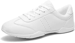 LANDHIKER Cheer Shoes for Women, Girls & Youth - White Cheerleading Gear, Dance, Sports, Tennis Training Athletic Flats Breathable Kids Sneakers