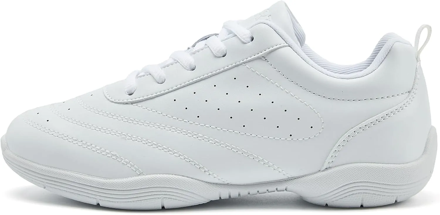 LANDHIKER Cheer Shoes Girls White Dance Shoes Youth Cheerleading Sports Training Athletic Comfortable Shoes Flats Girl