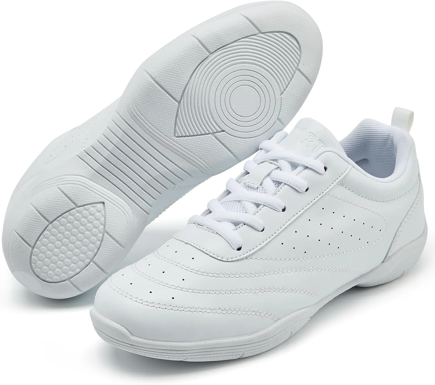 LANDHIKER Cheer Shoes Girls White Dance Shoes Youth Cheerleading Sports Training Athletic Comfortable Shoes Flats Girl