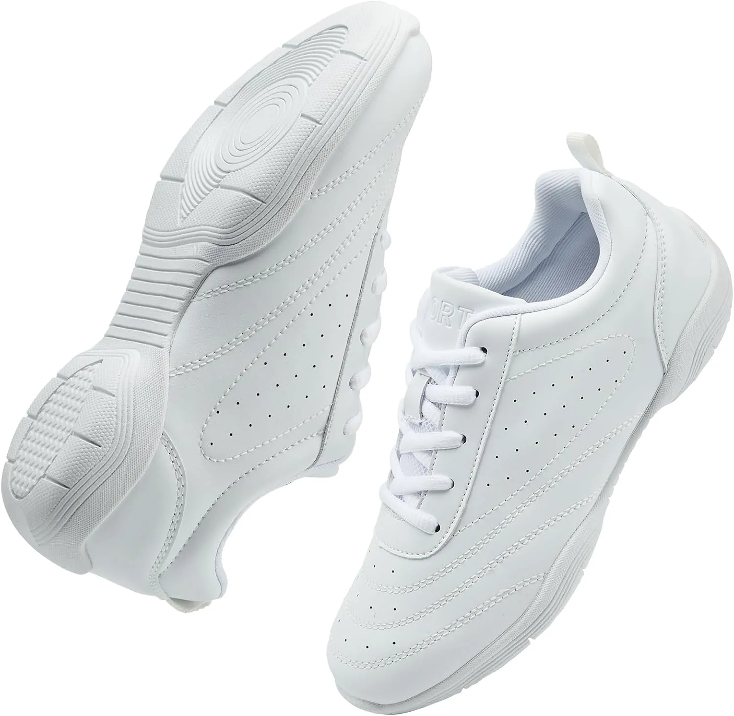 LANDHIKER Cheer Shoes Girls White Dance Shoes Youth Cheerleading Sports Training Athletic Comfortable Shoes Flats Girl