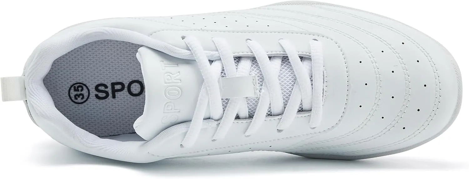 LANDHIKER Cheer Shoes Girls White Dance Shoes Youth Cheerleading Sports Training Athletic Comfortable Shoes Flats Girl