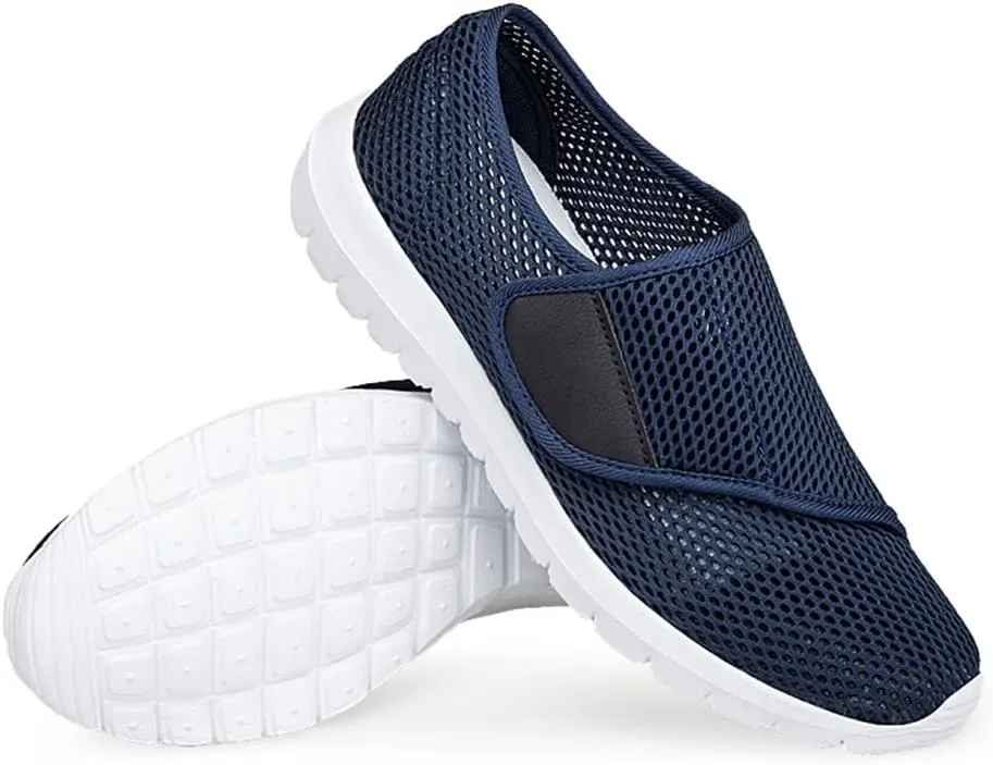 LEADER SHOW Men's Casual Comfort Walking Shoes Ultralight Flats Non-Slip Hook & Loop Fashion Sneakers