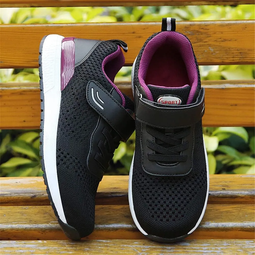 Leader Show Women's Elderly Casual Comfort Walking Shoe Safety Flats Non-Slip Hook & Loop Sneakers