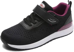 Leader Show Women's Elderly Casual Comfort Walking Shoe Safety Flats Non-Slip Hook & Loop Sneakers