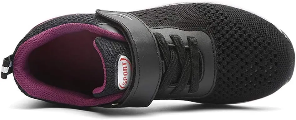 Leader Show Women's Elderly Casual Comfort Walking Shoe Safety Flats Non-Slip Hook & Loop Sneakers