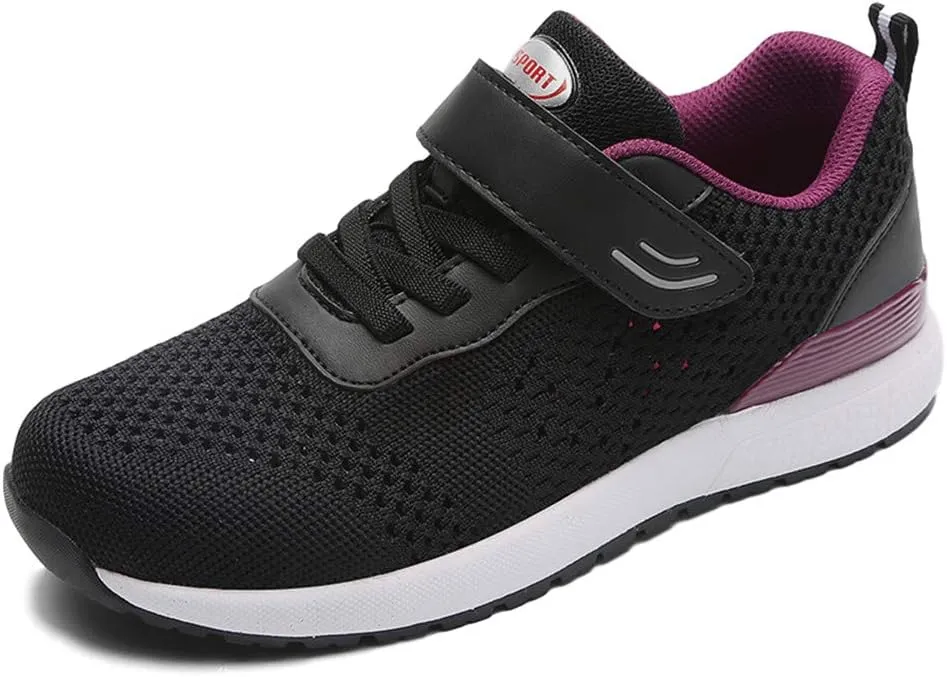 Leader Show Women's Elderly Casual Comfort Walking Shoe Safety Flats Non-Slip Hook & Loop Sneakers