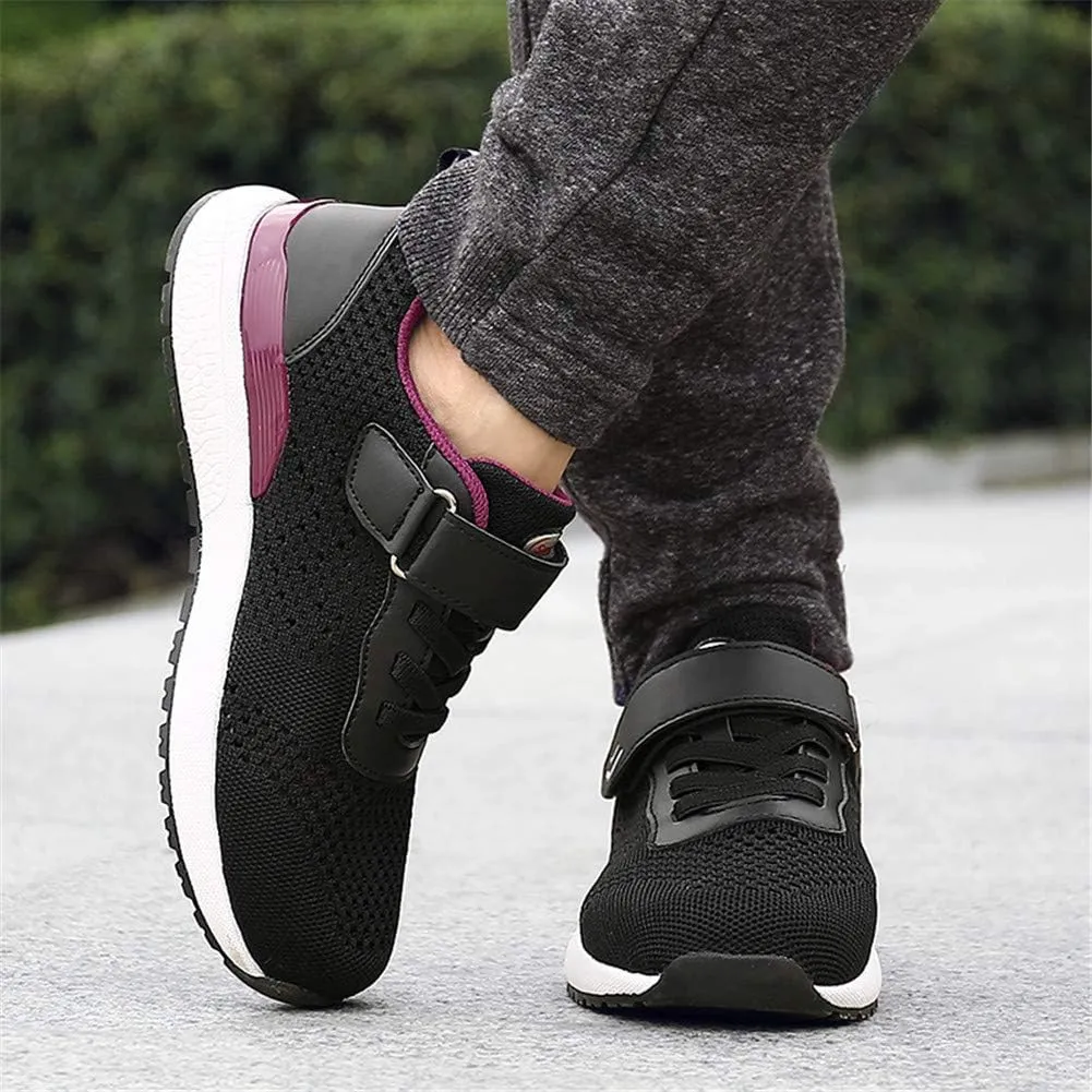 Leader Show Women's Elderly Casual Comfort Walking Shoe Safety Flats Non-Slip Hook & Loop Sneakers
