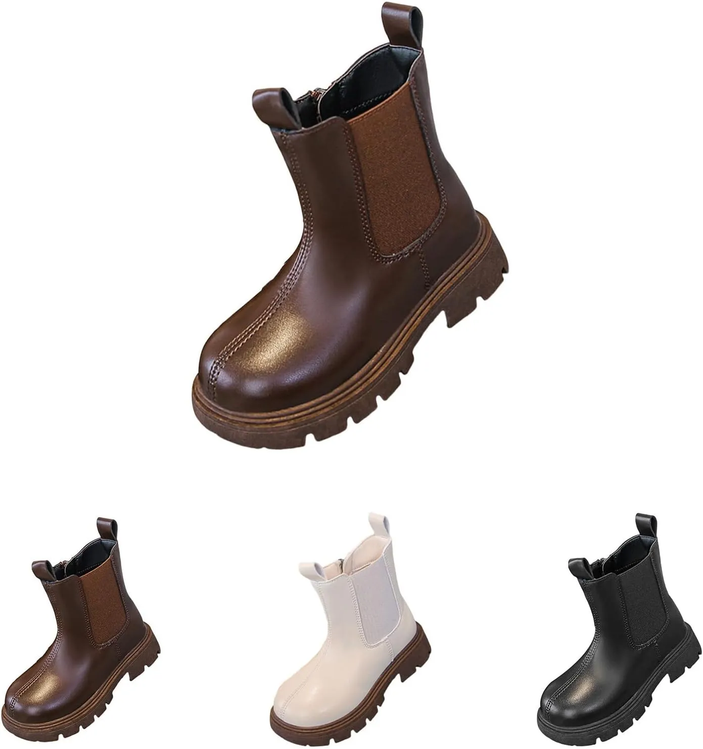 Leather 𝐖aterproof Booties For Girls Kids Dress Dance Outdoor Non Slip Shoes Side Zipper Sole Soft Boots Light Comfy