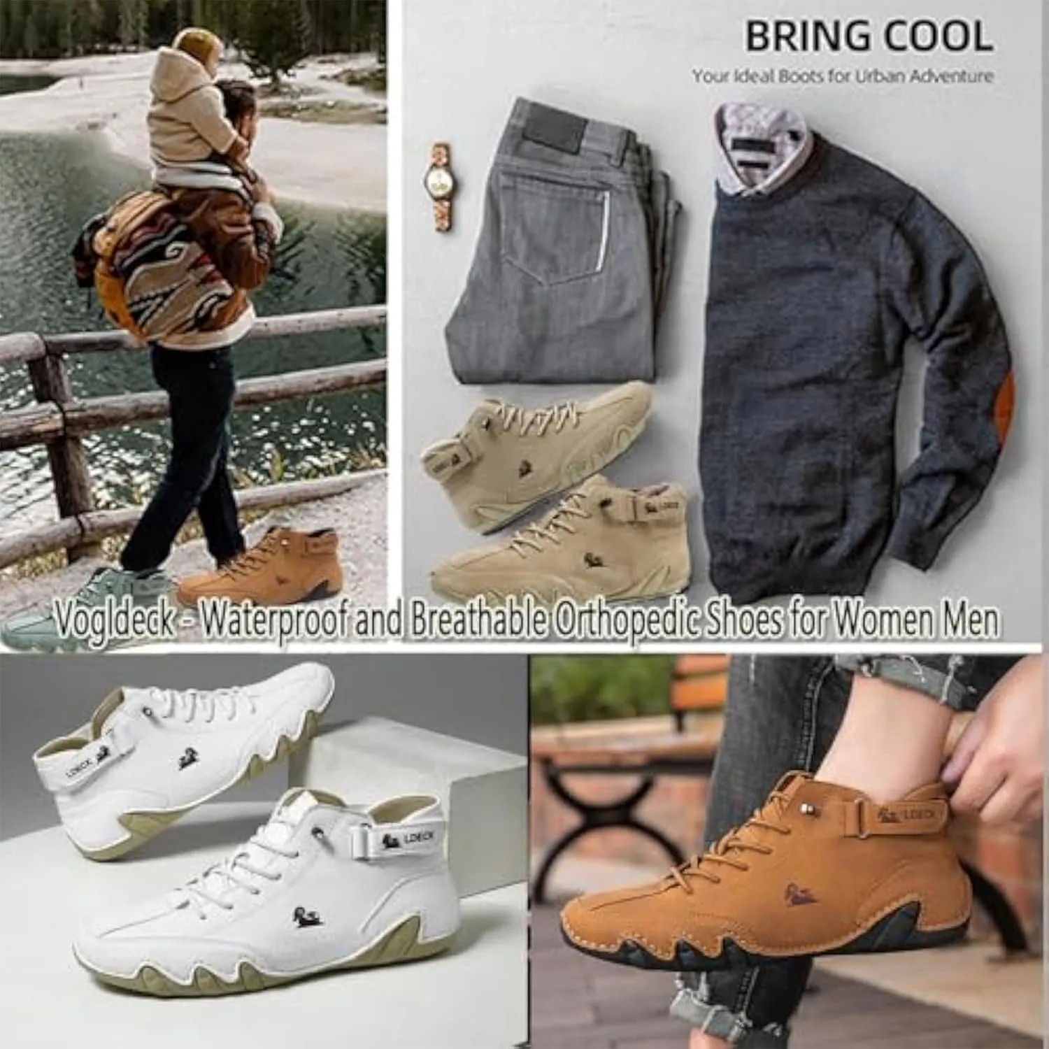 LELEBEAR Vogany Shoes Orthopedic Sneakers for Women and Men, Unisex Outdoor Waterproof Breathable Casual Sneakers Shoes