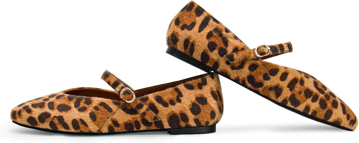 Leopard Flats for Women Mesh Flats Ballet Flats Mary Jane Flats Women's Dress Shoes Ballet Shoes