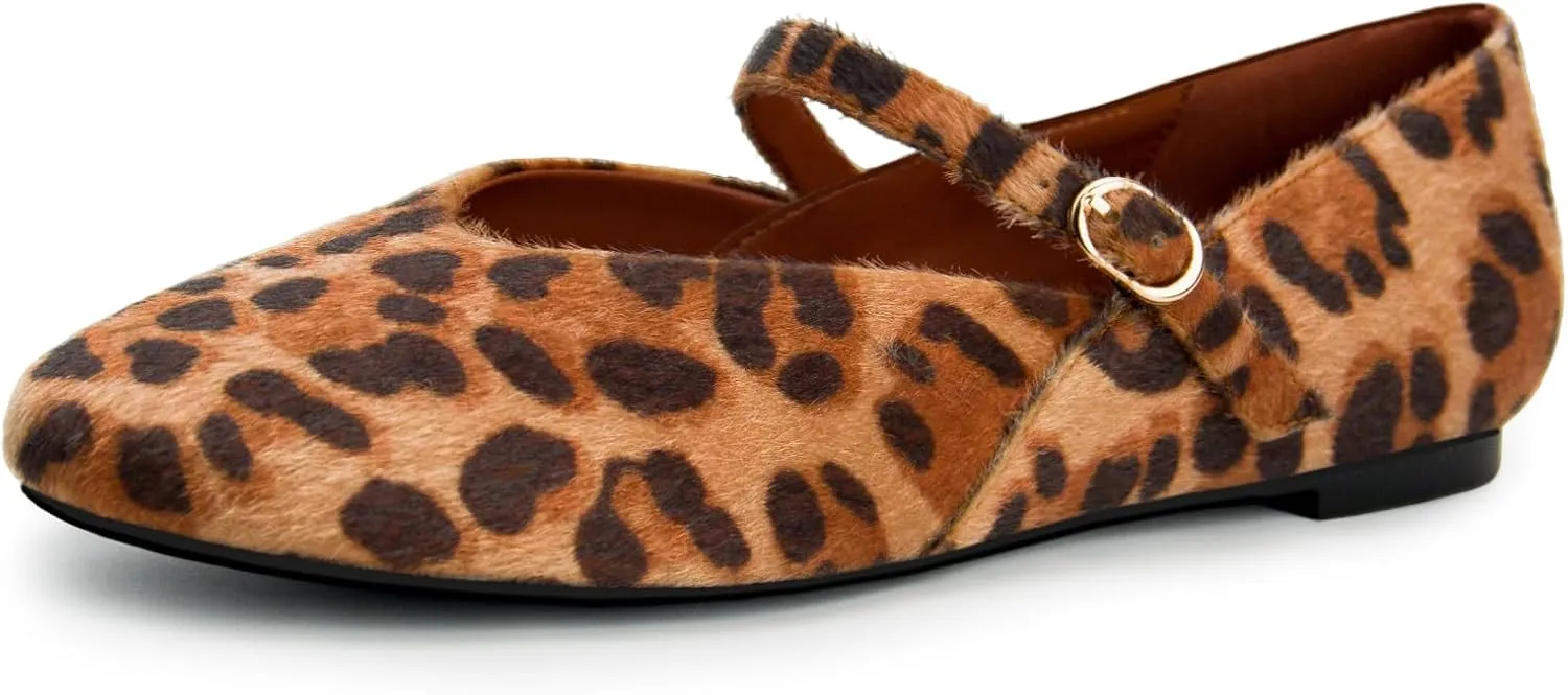 Leopard Flats for Women Mesh Flats Ballet Flats Mary Jane Flats Women's Dress Shoes Ballet Shoes